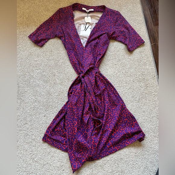 Size 14 DVF wrap dress new julian leopard Diane Von Furstenberg animal print - Picture 1 of 10